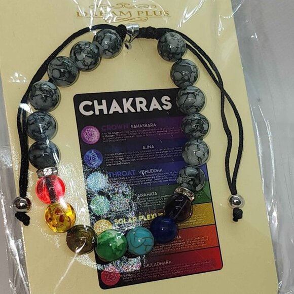 Brand New   The Seven Chakras with Black/White Beaded Bracelet - Picture 1 of 3